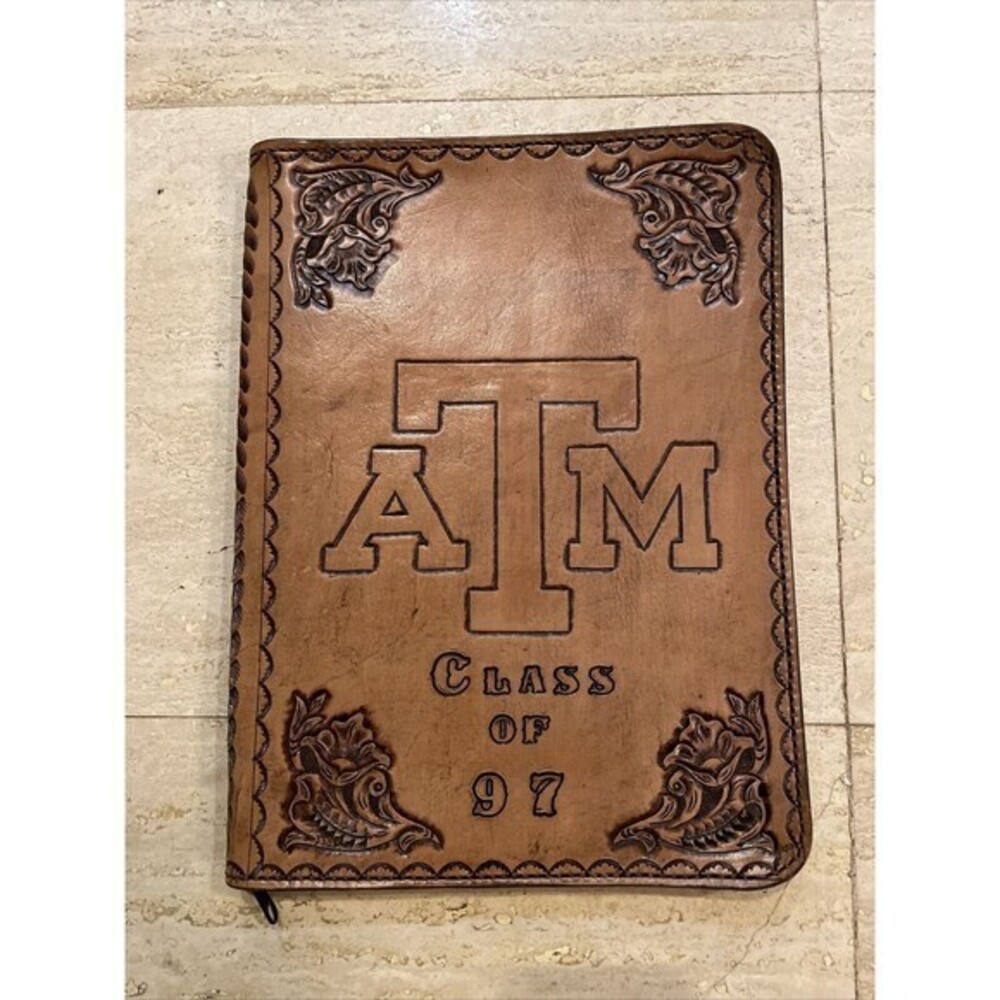 13" Leather‎ Portfolio Organizer Binder  Texas A&M Class Of 97 Very Unique